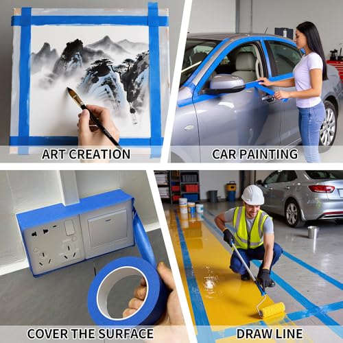 Cinta azul de pintor 4 rollos de 1 pulgada para proteger paredes y suelos 6