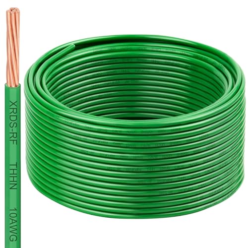 Image of 10 AWG THHN Stranded Bare Copper Wire 100FT Green Grounding Wire, Electrical Wire, 600V Rated Building Wire, Ideal for Panel Wiring, Grounding, Lighting Circuits, Control Systems