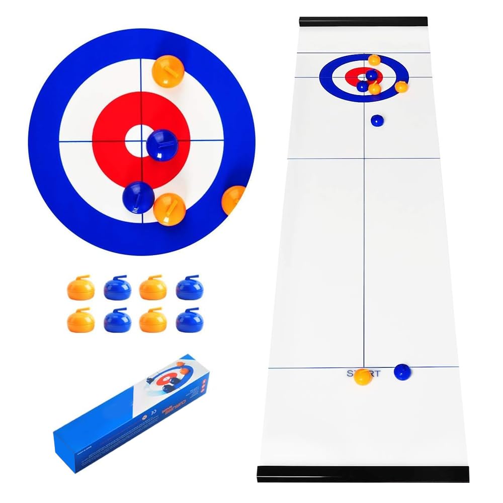 Tabletop Curling Game, Fun Family Games for Adults, Quick & Easy to Set-Up Table Top Curling Game, Mini Compact Family Board Games, Portable Tabletop Game for Family Party Home Travel