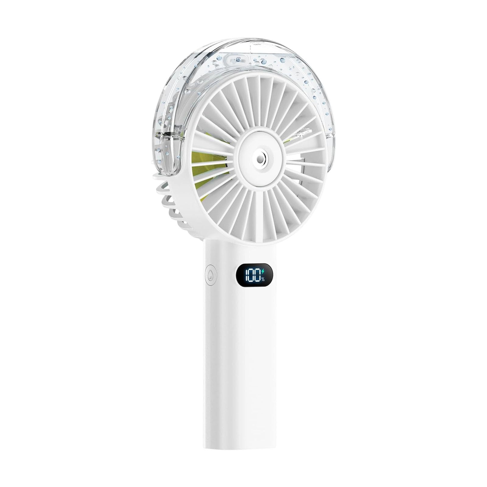 Uqezagpa White Rechargeable Handheld Fan With Cooling Mist, 4000Mah Desk Fan With Digital Display For Work Travel Outdoors Daily Travel Work Desk Cooling Warm Weather Portable