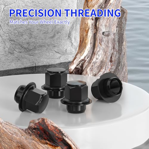 Image of M12 x 1.5 Hex Chrome Plated Wheel Lug Nuts Aftermarket, OEM Factory Lug Nuts Closed End Style Mag Seat for Toyota Tacoma 4 Runner Camry (20pack:1.5in heigh, Black Electrophoresis, M12*1.5)