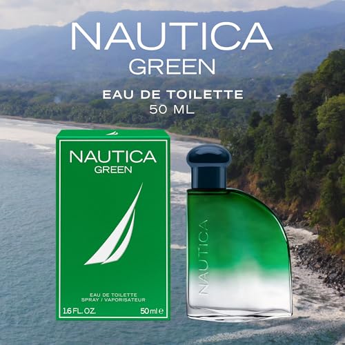 Image of Nautica Color Green Eau de Toilette for Men, Woody Fougere Fragrance, Notes of Ginger, Geranium and Vetiver, 1.6oz