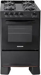 Fogão Suggar Cook Glass 4 Queimadores Mesa Vidro Preto Bivolt FGVCG410PT