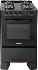 Fogão Suggar Cook Glass 4 Queimadores Mesa Vidro Preto Bivolt FGVCG410PT