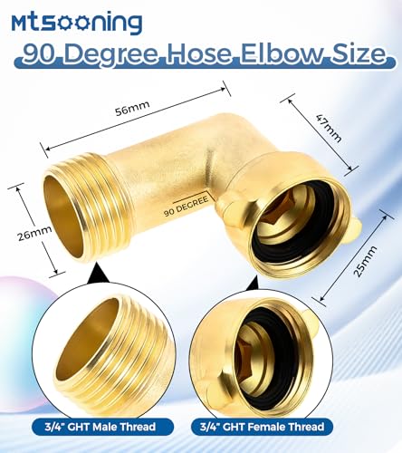 Image of RV City Water Fill Inlet with Elbow Check Valve, 3 /4 NH Female to 1 /2 NPT Male RV Water Hose Brass Connector Replacement for RV Camper Motorhome Trailer Marine White