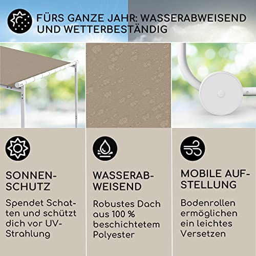 Blumfeldt Pergola, Metall Pavillon mit Polyester Schiebedach und Bodenrollen, Sonnensegel mit Gestell, Mobile Überdachung Freistehend, Sonnenschutz... – Bild 2