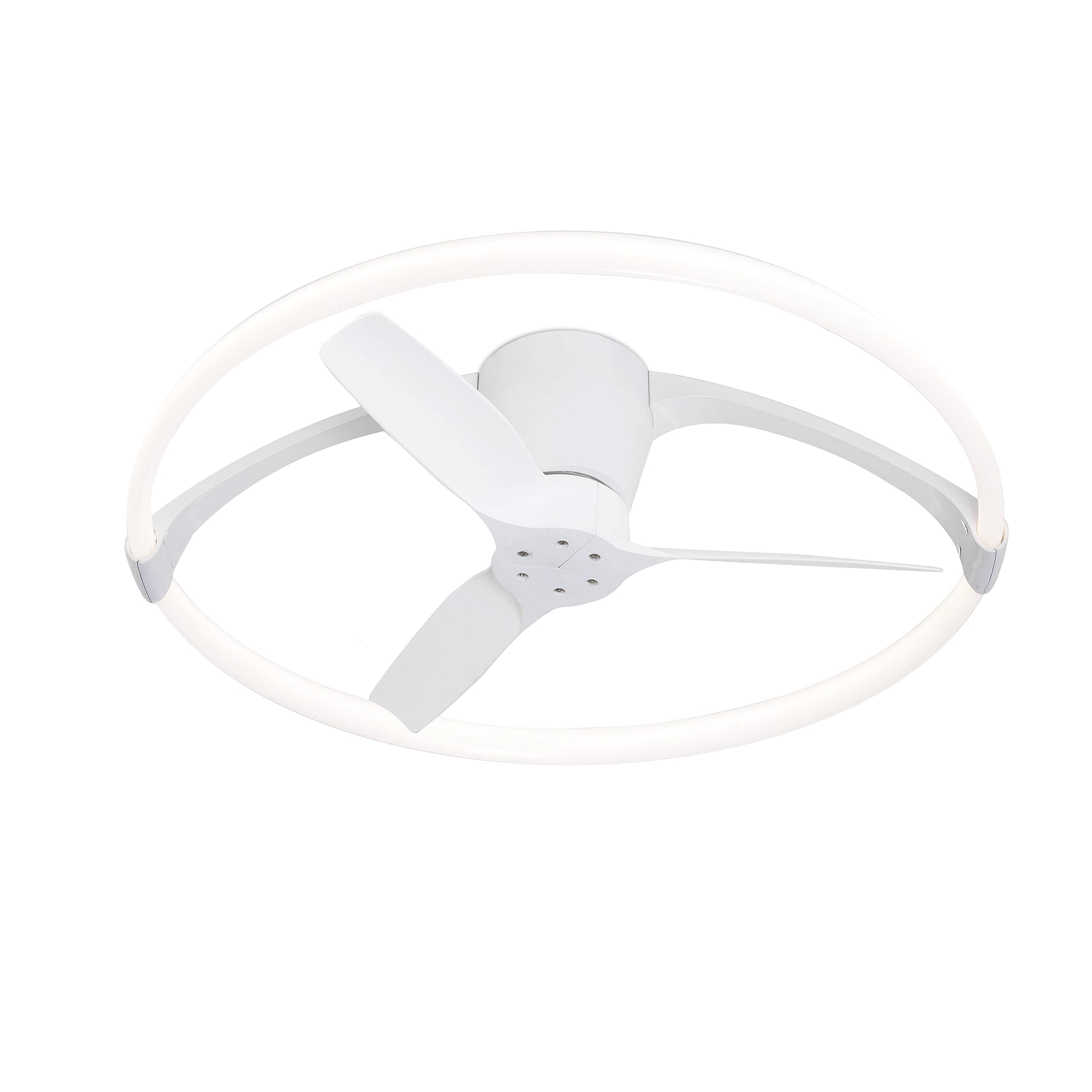 Mantra Nepal Mini Plafoniera LED dimmerabile e ventola reversibile CC da 30 W, bianco, telecomando e controllo APP