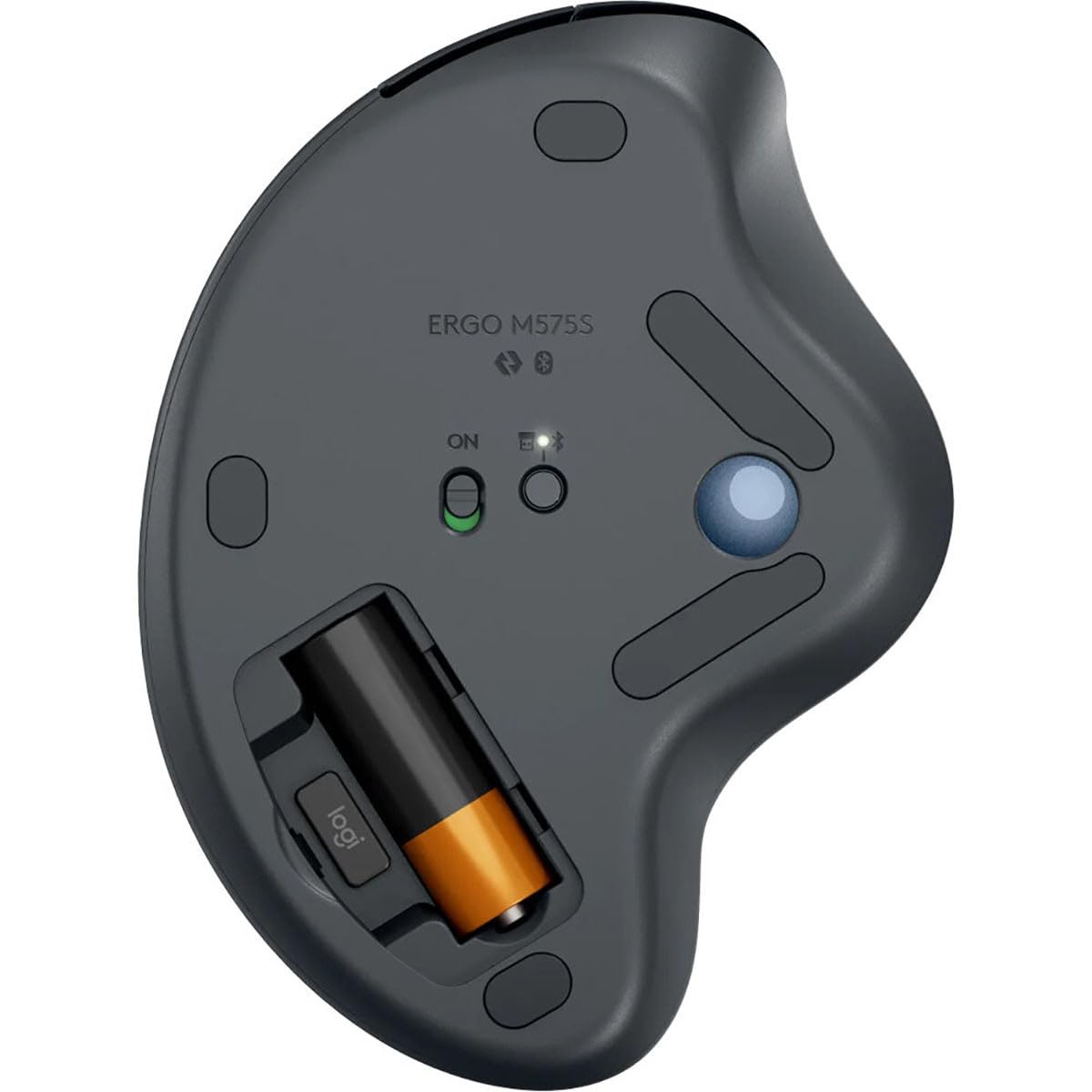 Logitech Ergo M575S Wireless Ergonomic Trackball Mouse, Black/Blue (910-007026)
