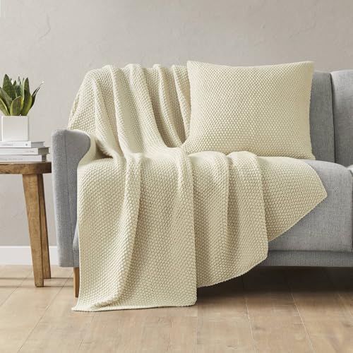 Image of INK+IVY Bree Knit Throw Blanket for Bed, Sofa, and Couch, Lightweight, Breathable, Soft & Cozy Summer Blanket, Throw (50 in x 60 in), Ivory
