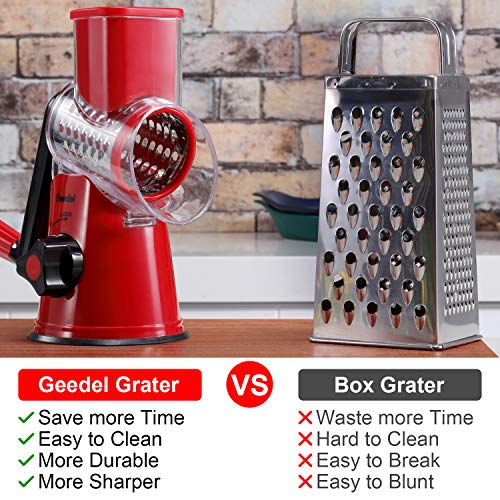 Geedel Kitchen Cheese Grater, Rotary Mandoline Vegetable Slicer with Interchangeable Blades, Easy to Use Rotary Grater Slicer for Fruit, Vegetables, Nuts by Geedel - Image 2