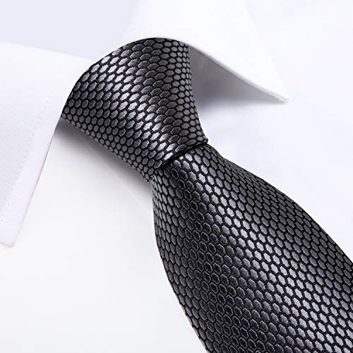 Image of DiBanGu Extra Long Tie for Men 63 inch XL Silk Necktie Set | Pocket Square and Cufflinks, Big and Tall, Jacquard Woven, Gift Box, Paisley /Plaid /Solid /Striped, for Weddinng Party Business