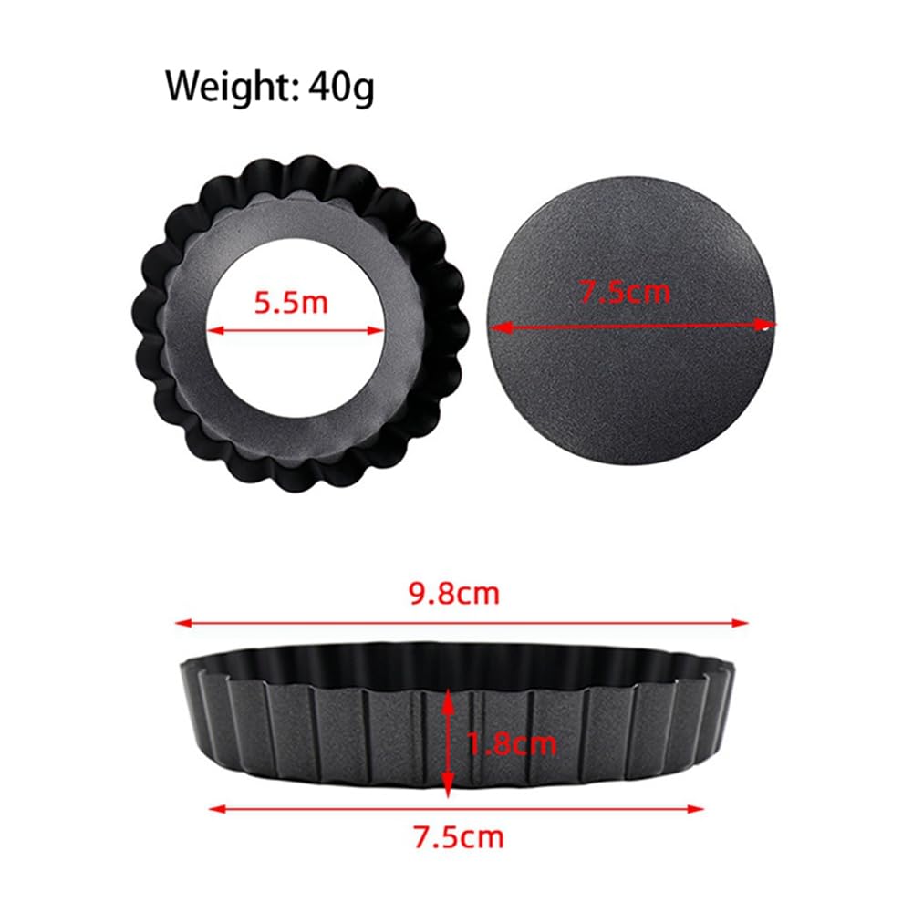 Lot de 20 mini moules à tarte avec fond amovible - 4 moules à gâteau ronds antiadhésifs - Convient pour les gâteaux, les desserts, etc. - Réutilisables, durables et faciles à utiliser.