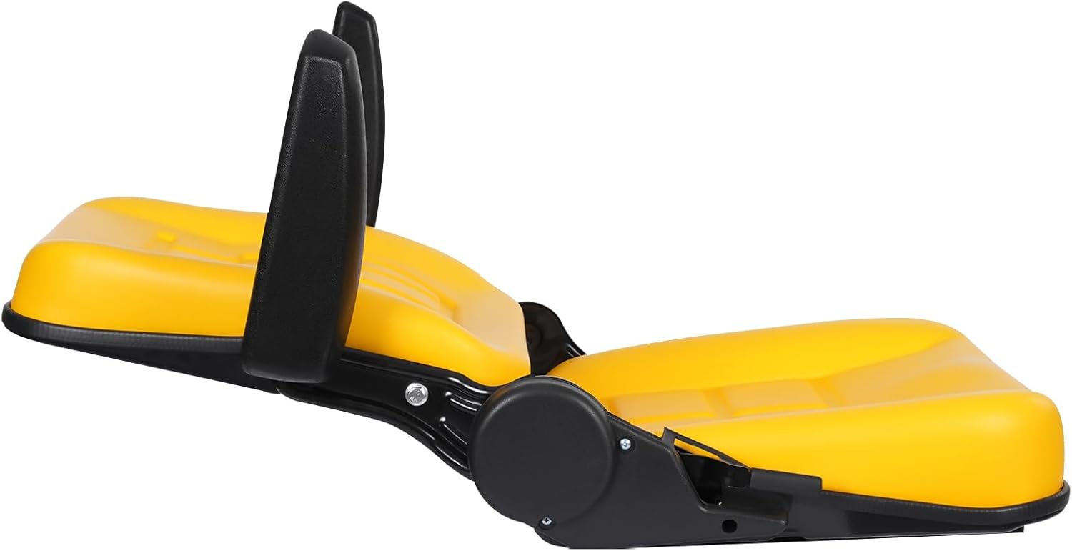 Tractor Seat, Lawn Mower Seat Seat with Armrests,Forklift Seat w/Adjustable Angle Back,Durable Universal Replacement Seat for Excavator,Backhoe,Dozer Tractors,Heavy Equipment (Yellow)