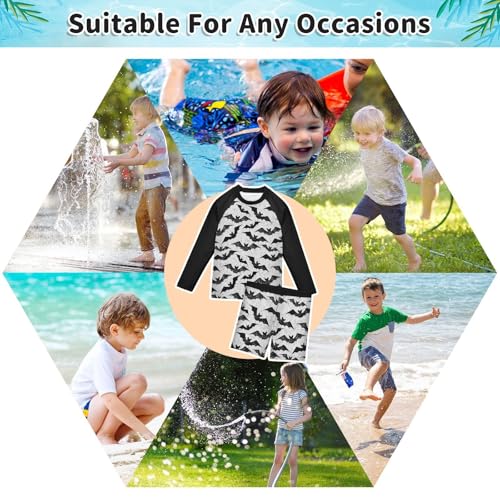 Boys Rash Guard Set Halloween Bat Piece UP50+ Swim Set for Boys 3T-10T4