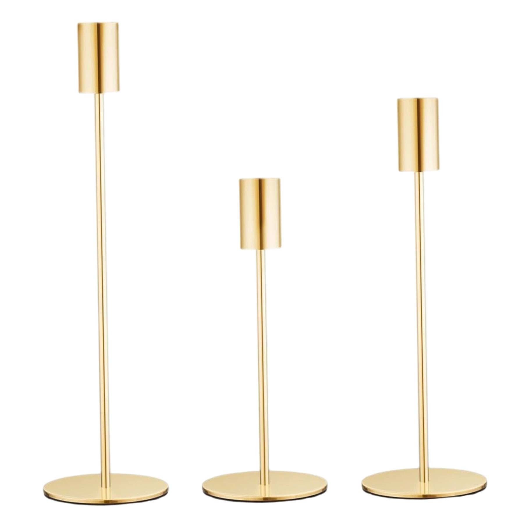 CAKEEYUM 3Pcs Gold Taper Candle Holder Vintage Metal Gold Candlestick Holders Decorative Centerpiece Candelabra Tall Candle Stand for Thanksgiving Christmas