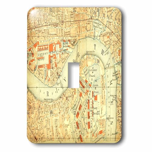 Interrupteur à bascule simple carte de la Tamise 3dRose rétro - 2