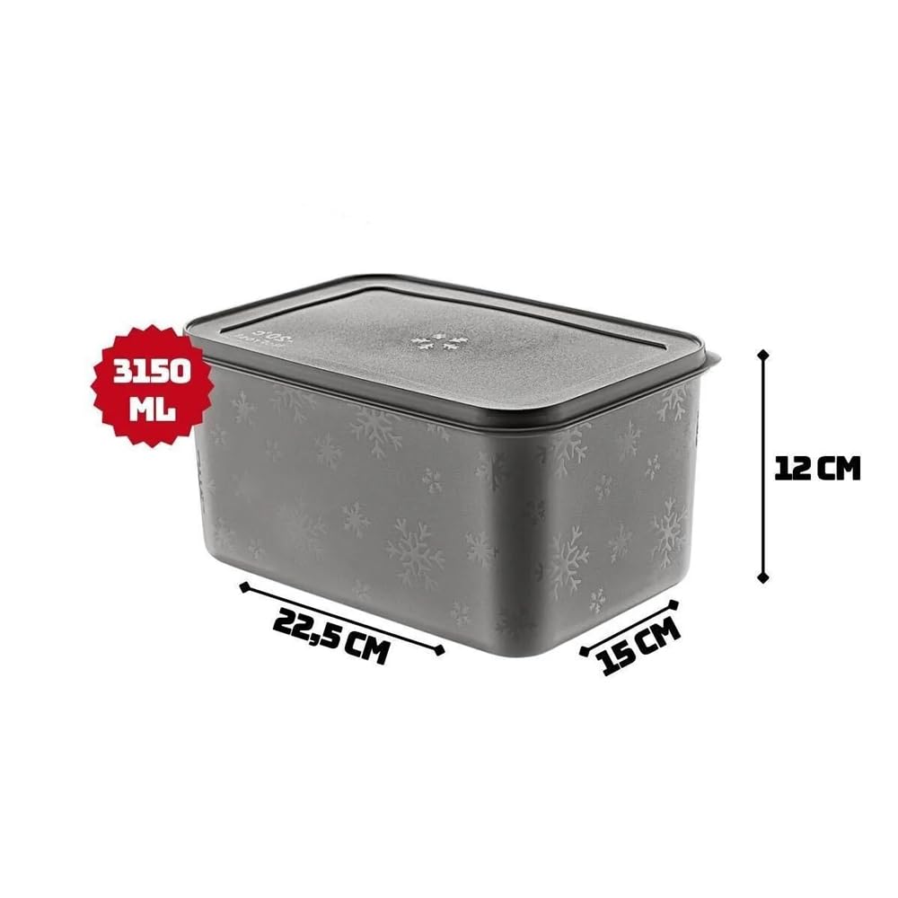 Deconox No Frost Silikon Yumuşak Kapalı Saklama Kabı Dondurucu ve Buzluk Saklama Kabı 3150 ml, Kapaklı No Frost Saklama Kabı 3150 Ml, Derin Dondurucu Saklama Kabı 3150 Ml