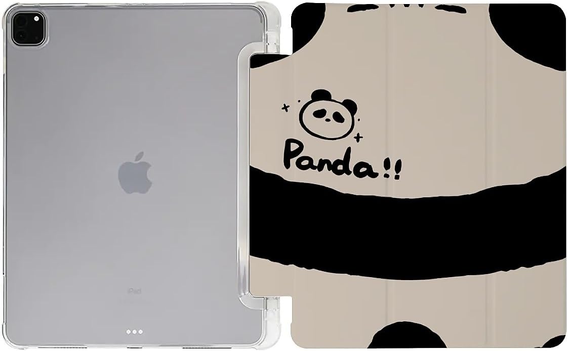 Cute Panda Back Case Compatible with IPad 9th 8th 7th Generation 10.9 Inch 2021-2018,Funny Cover with Trifold Stand+Pencil Holder for Boys Girls,iPad Pro 13inch 2024