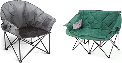 ARROWHEAD OUTDOOR Paquete de silla de camping plegable de gran tamaño con silla de camping plegable portátil doble dúo silla de camping de dos plazas