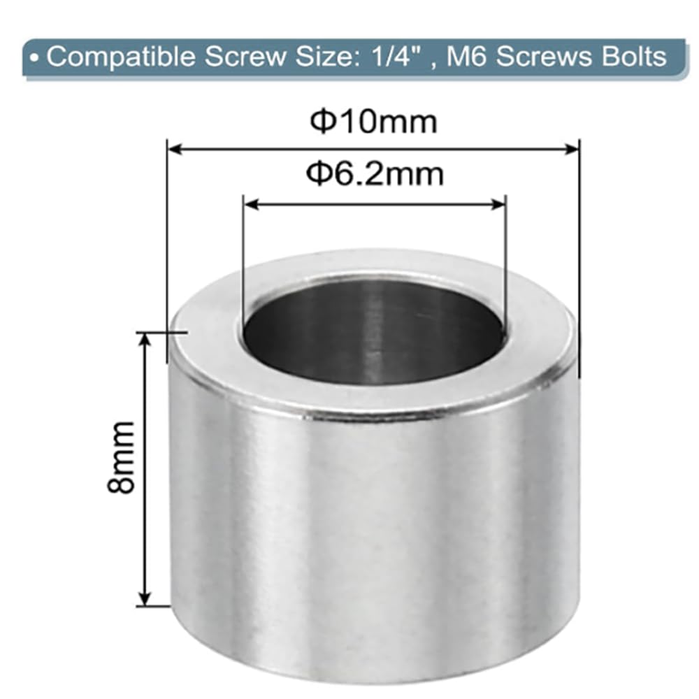 TOP-VIGOR 5Pcs M6 Aluminum Spacer, 6.2mm ID x 10mm OD x 8mm Length Metal Spacer - Image 2
