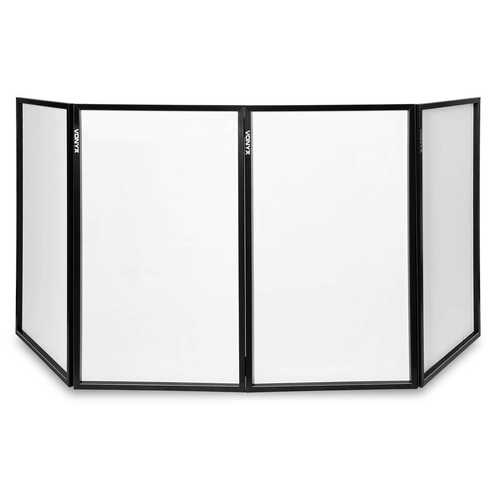 Vonyx DB2 DJ Screen, Verkleidung für DJ Pult inkl. Tasche, zusammenklappbarer und mobiler DJ Stand, 280cm x 120xm, Booth, mit integrierter Leinwand für ein professionelles Bühnenbild, Weiß