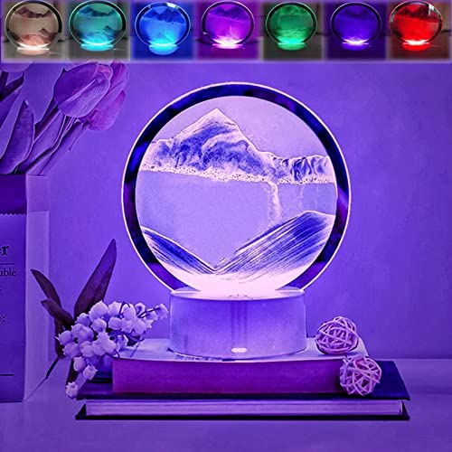 Neioaas 3D Moving Sand Art Liquid Table Lamp, 3D Hourglass Deep Sea Quicksand Lamp, RGB Colour Sand Painting Night Light