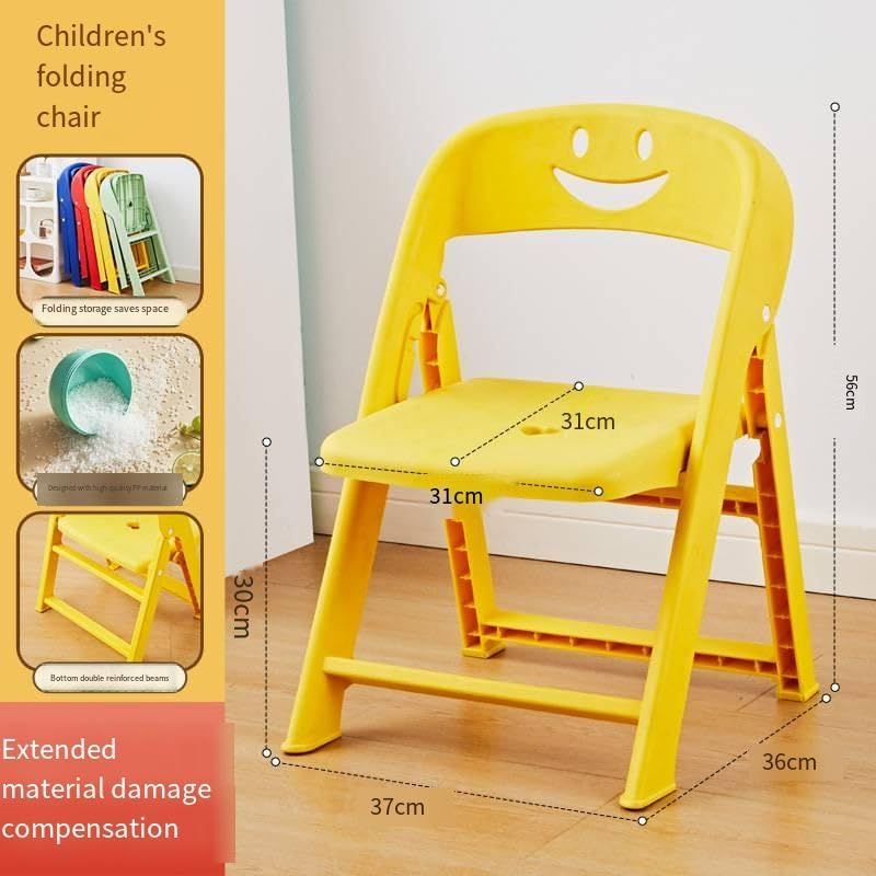 Image of Kids Folding Chair with Cushion Backrest Lightweight Portable Plastic Chair for Boys Girls Study Dining Playroom Multipurpose Baby Chair for Home Kindergarten Travel Easy to Fold & Carry