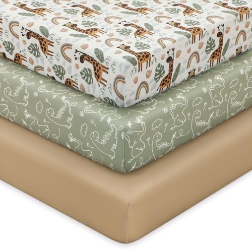 Image of Looxii Baby Crib Sheets for Boys Girls, 3 Pack Fitted Crib Sheet for Standard Crib and Toddler Mattress, Ultra Soft Breathable Microfiber Baby Sheet 52x28x8in