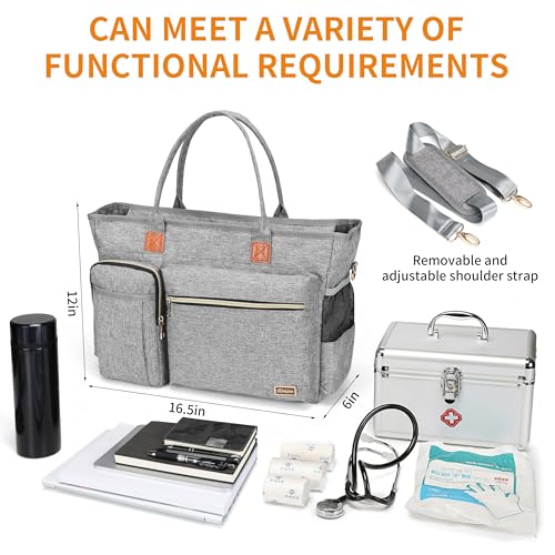 Rabjen Nurse Tote Bag for Work with Padded 15.6” Laptop Sleeve, Medical Supplies Shoulder Bag for Home Health Care3