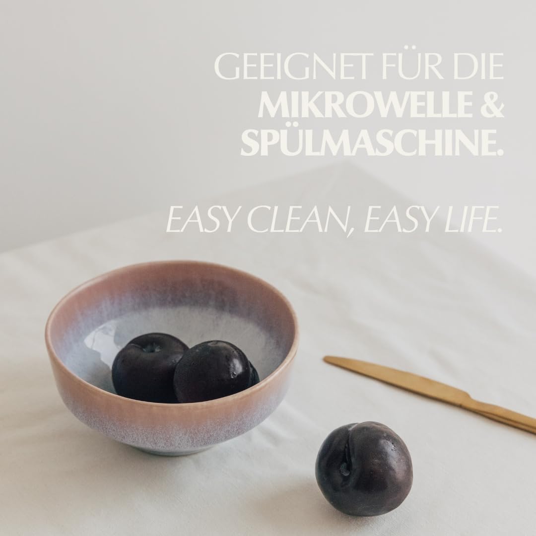 Keramik Müslischale 4er Set I Handgefertigtes Steingut-Geschirrset I Hochwertige Keramikschalen I Salatschüsseln Bowl Set I Langlebig & Spülmaschinenfest I Modernes Design I 15,5 x 7 cm