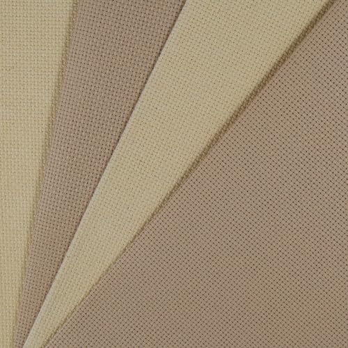 Image of KCS 4 pc of 12 inch x 18 inch(30cmx45cm) 14CT Counted Cotton Aida Cloth Cross Stitch Fabric (Light Straw+Khaki)