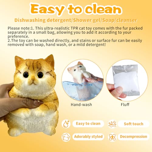 Image of Big Hand Painted Cat Squishy Toys,Large Cute Ultra Soft Kitty Squeeze Fidget Toys for Stress Relief ,Kawaii Squishies Sticky Animal Toys for Adults Kids,Decompression Sensory Balls Toys (PMJB)