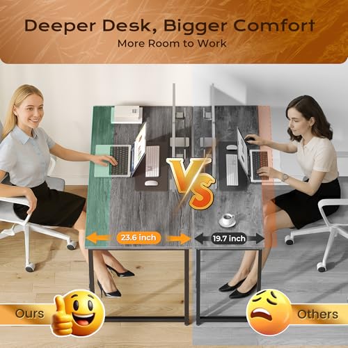 Image of PRAISUN 48 X 24 Inch Computer Desk with Deeper Desktop, Gaming Office Writing Work Desk for Home Office, Study, Bedroom, Work from Home, Metal Frame, Grey