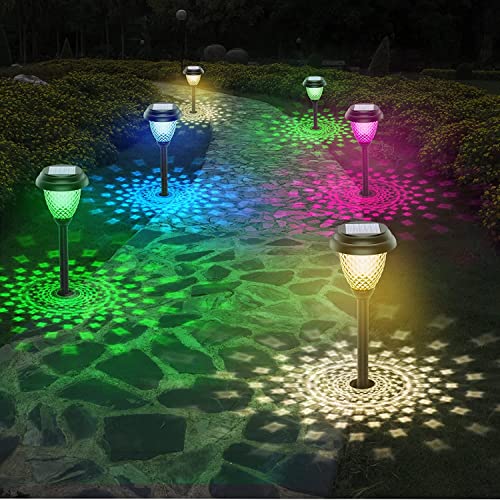 Ciyoyo Solar Pathway Lights Outdoor 6 Pack Warm White & Color Changing Waterproof Landscape Path Lights Solar Powered Decorative Garden Yard Lights For Path Lawn Walkway Patio Driveway, Auto On/Off #TOP6