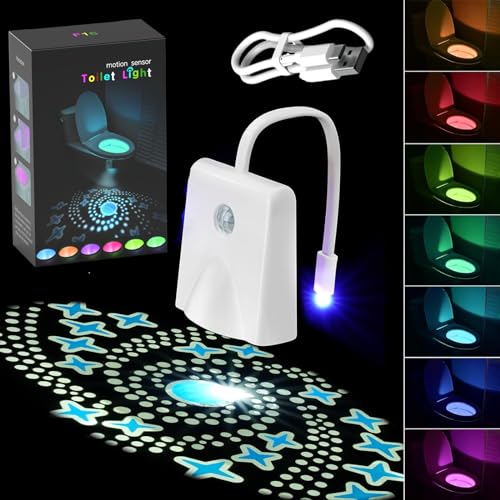 Bufunto Lumières de toilettes à l'intérieur, rechargeable par USB, détecteur de mouvement, lumière LED pour cuvette de toilette, pour homme, femme, papa,...