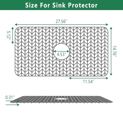 Image of GUUKIN Sink Protectors for Kitchen Sink - 27.56 inchx 14.76 inch Center Drain Silicone Kitchen Sink Mat（Grey）