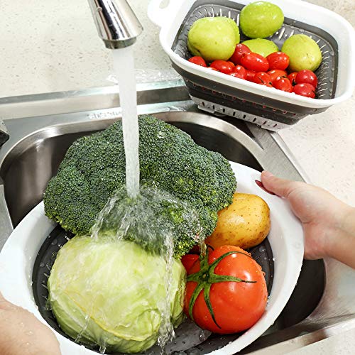 Scolapasta Pieghevole In Silicone - Salvaspazio Per Cucina, Bianco/Grigio