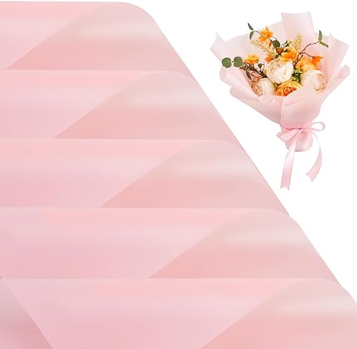 BEISHIDA 40 piezas de papel de regalo floral rosa mate, papel de regalo para ramo de flores, papel de regalo impermeable para manualidades,