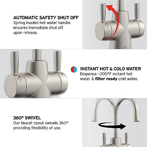 InSinkErator HOT250 Instant Hot and Cold Water Dispenser System, 2-Handle Drinking Water Faucet in Satin Nickel with 2/3-Gallon, Filter-Compatible, Stainless Steel Tank, HC250SN-SS - Image 4