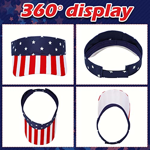 24 Pcs American Usa Flag Visor Independence Day Sun Protection Hat American Flags Stars And Fashion Stripes Patriotic Twill Visor For Independence Ceremony Independence Activities #TOP5