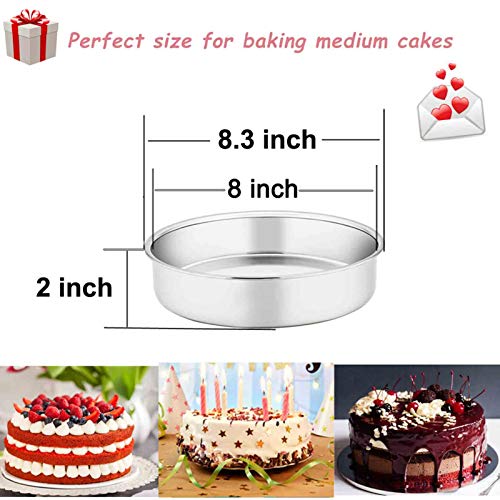 Teamfar 8 Inch Cake Pan, 4 Pieces Stainless Steel Round Tier Baking Cake Pans Set For Baking Steaming, Fit In Oven Pressure Cooker Pot, Healthy & Sturdy, Mirror Finish & Dishwasher Safe #TOP5