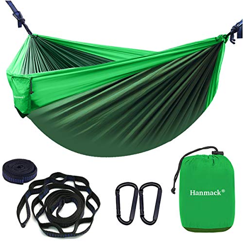 Double Hammock,Camping Hammock with 2 Tree Straps and 2 Carabiners, Lightweight Nylon Parachute