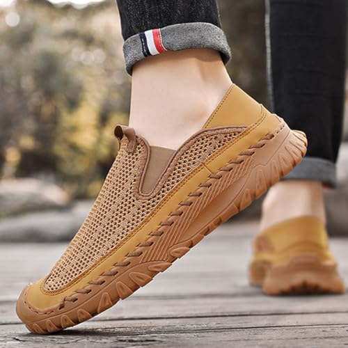 Zenfaze Orthopedic Shoes for Men, Slip On Orthopedic Hiking Shoes,Breathable Mesh Elastic Laces Non Slip Hiking Sneakers Arch Support Soft Soled Driving Shoes4