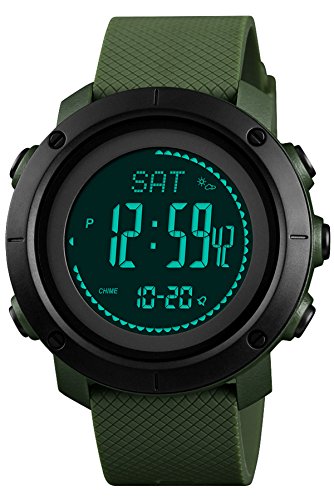 Digital Kompass Herren Uhr Schrittzähler Barometer Höhenmesser LED Countdown Thermometer Outdoor Sport Militär Männer Armbanduhr