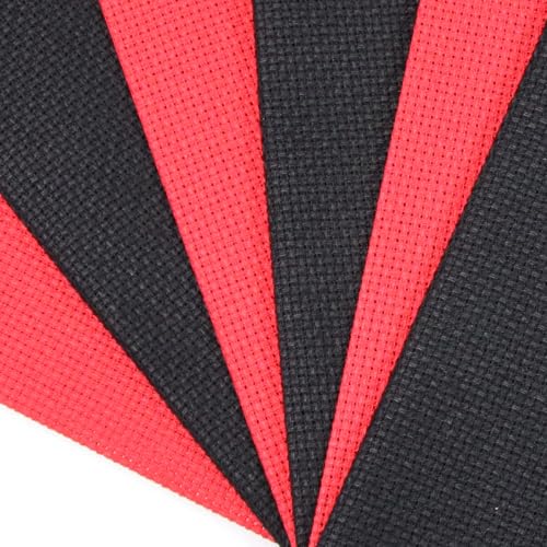 Image of KCS 4 /6 pc of 12 inch x 18 inch 30cmx45cm 16CT Counted Cotton Aida Cloth Cross Stitch Fabric (Red+Black, 6 pc)