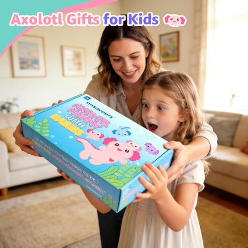 Image of Onsoyours Original 5PC Axolotl Stuffed Animals with Babies Inside, Kawaii Axolotl Plush with Mommy & 4 Baby - Cute Soft Plushies Toys for Girls Kids