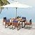Tangkula 7 Piece Patio Dining Set, Acacia Wood Dining Chair & Table Set, 69” Spacious Tabletop with Umbrella Hole, Heavy-Duty Metal Support, Dining Set for Backyard, Poolside