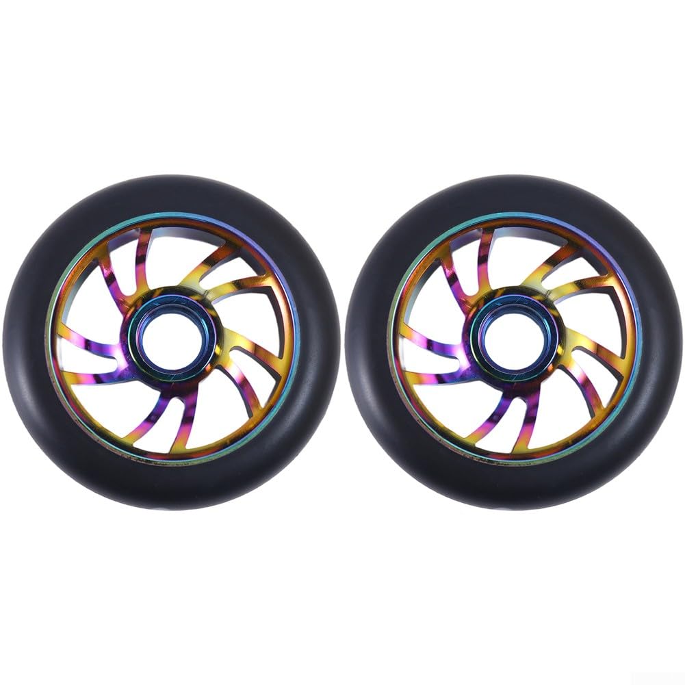 Scooter Replacement Wheels 120mm PU High Rebound with ABEC-9 Bearings, Aluminum Core for Trick and Freestyle Kick Scooter Wheels Pair for Smooth Silent Ride on(Gold)