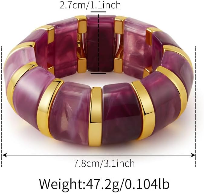 Acrylic Chunky Bangles Bracelets for Women Stackable Colorful Resin Stretch Bracelet Fashions Jewelry For Women - Image 6