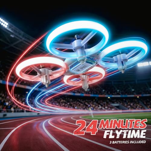 Image of Drone for Kids & Adult, 3 Batteries 24 Min Flight Time, Anti-Collision RC Quadcopter with LED Light, Altitude Hold, Easy to Fly Kids Gifts for Boys & Girls Ages